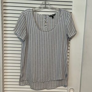 Express white & blue striped High Low Blouse